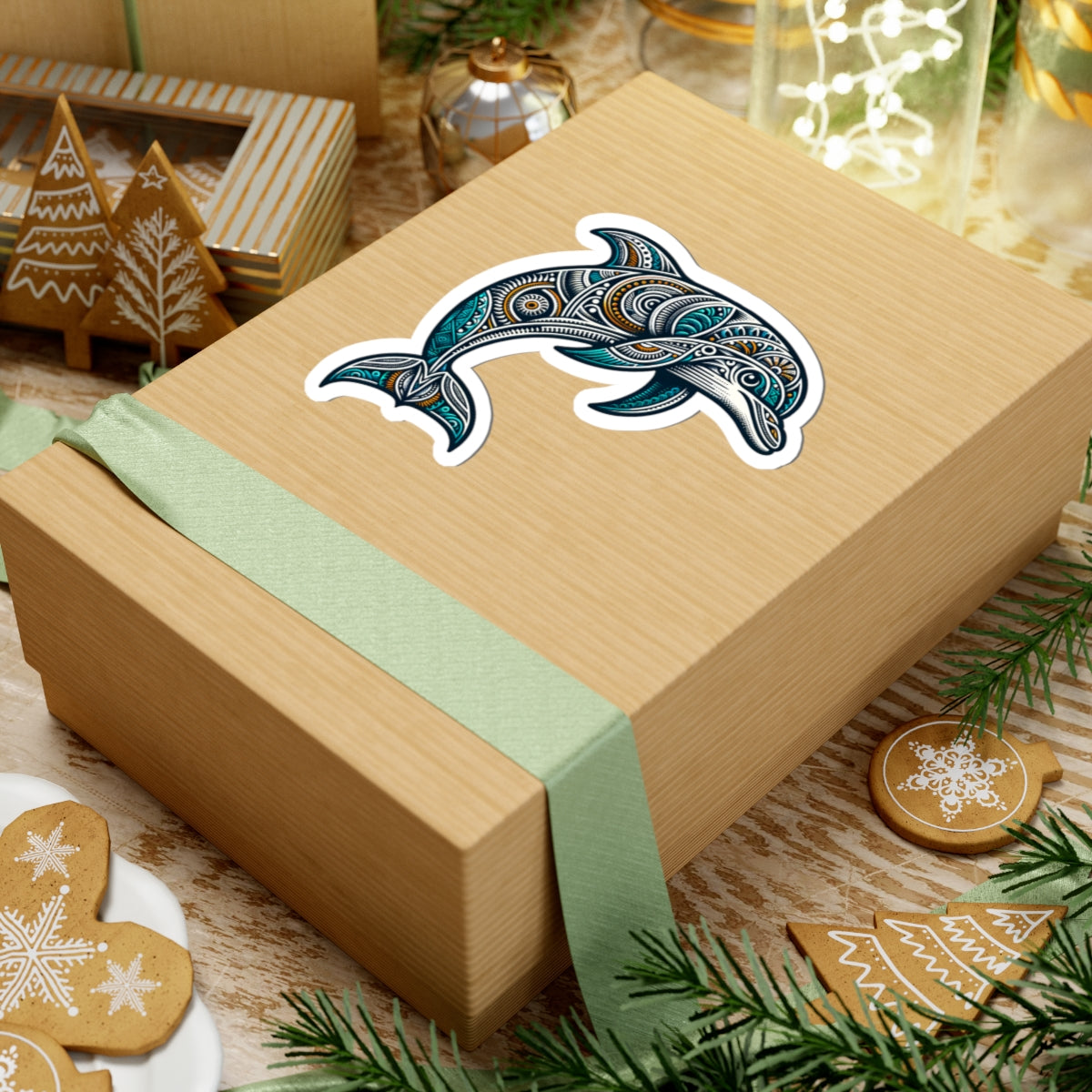 Bohemian Dolphin Stickers - Ocean Decor, Nature Lover Gift, Laptop Stickers, Waterproof Art, Beach House Decor