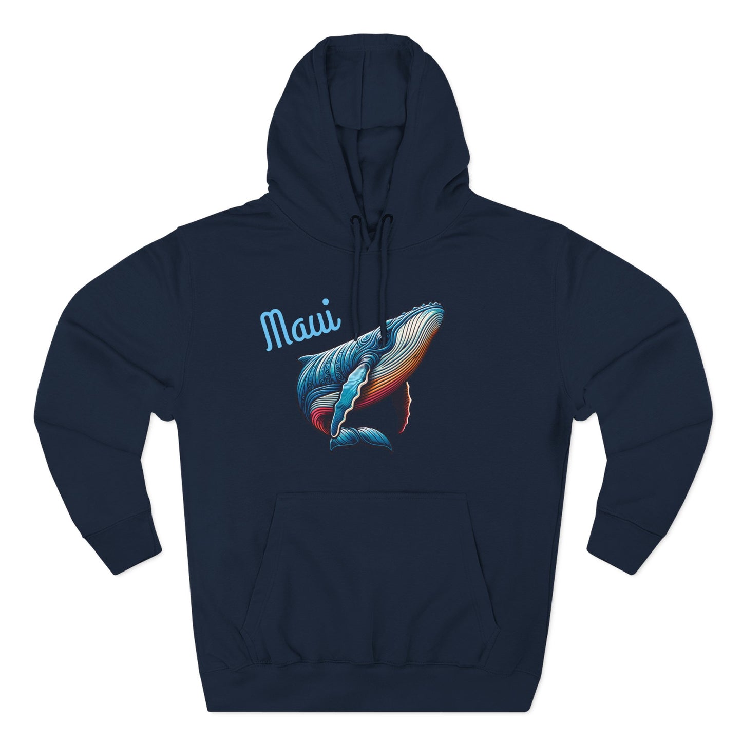 Maui Whale and Ocean-Inspired Three-Panel Fleece Hoodie - Perfect for Beach Lovers, Gift for Surfers, Casual Comfort, Gift for Dad, Gift for Whale Lover