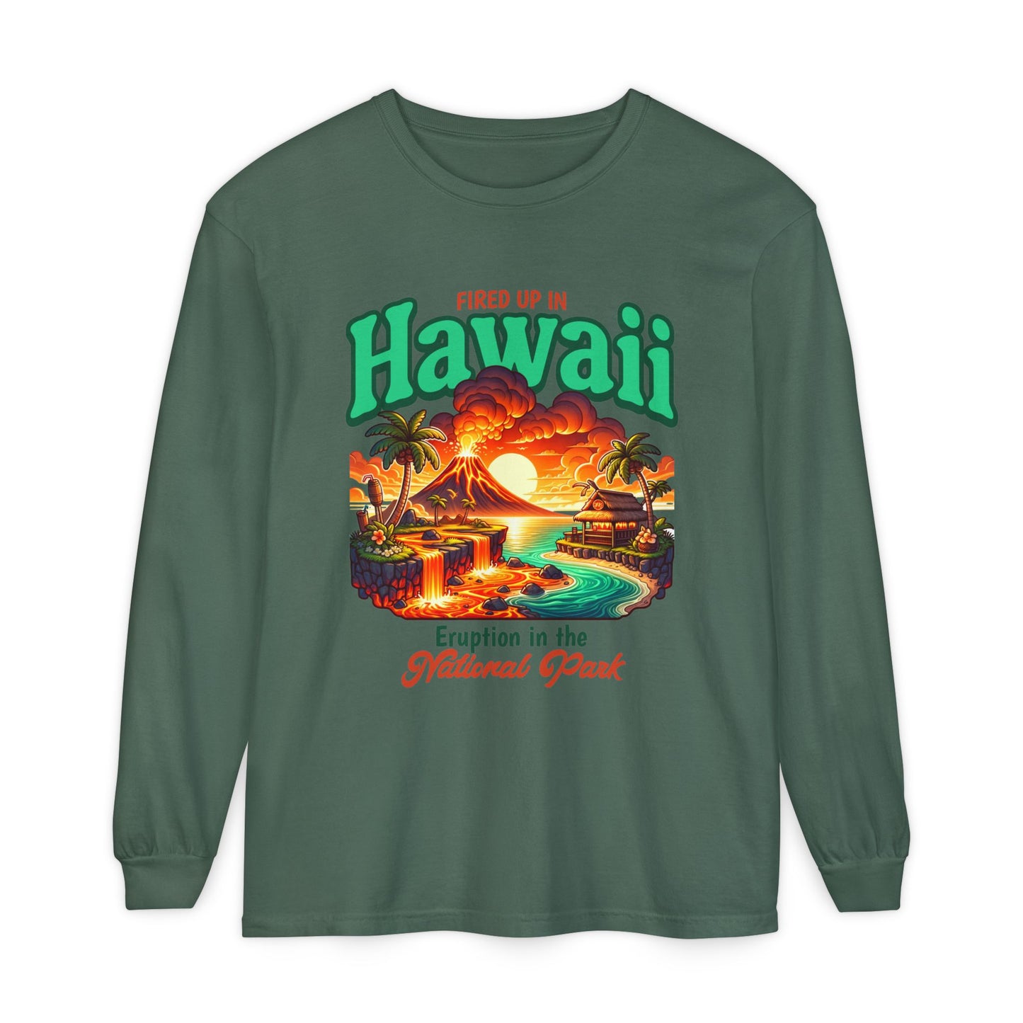 Volcano Hawaii Long Sleeve Tee | Camping Shirt, Outdoor Apparel, Nature Lover Gift, Unisex T-Shirt, Summer Camp Collectible