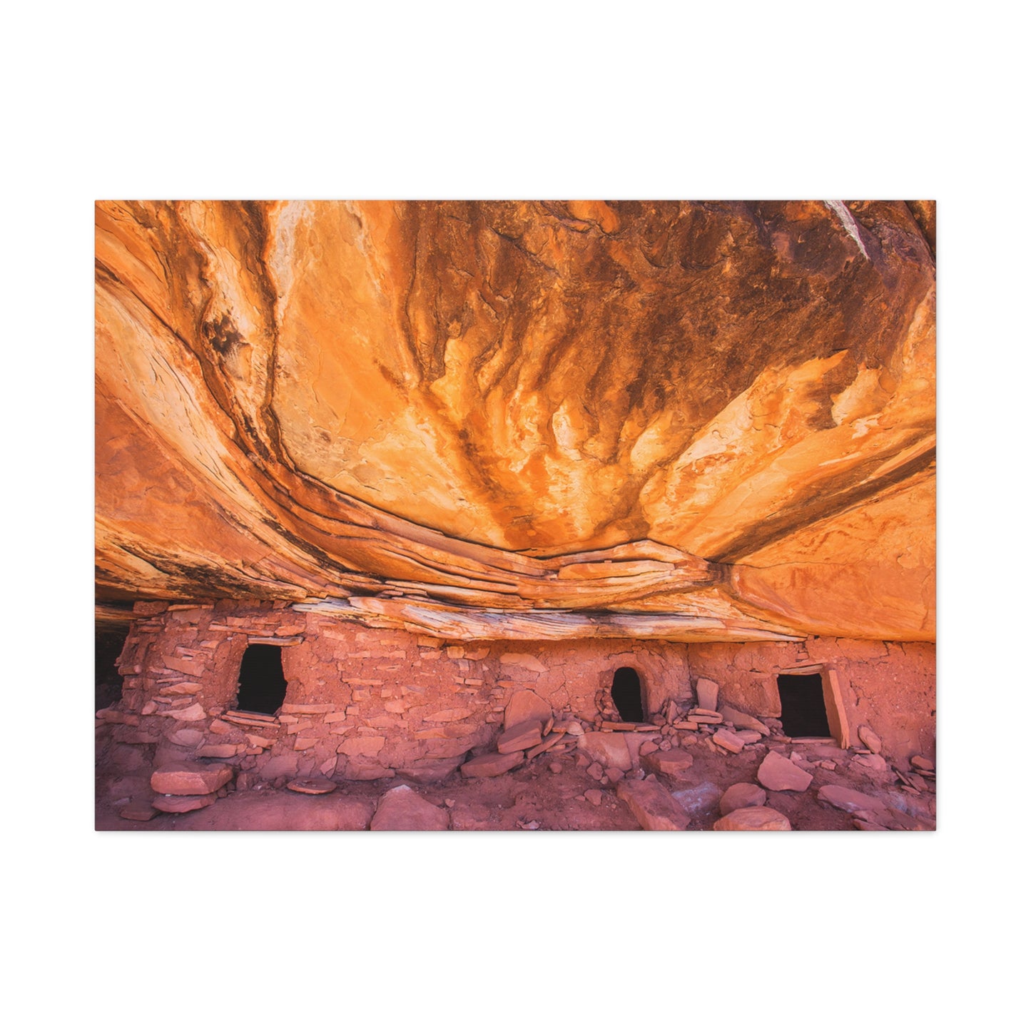 Stretched Matte Canvas Art - Vibrant Canyon Landscape Decor of House on Fire at Bears Ear National Monument