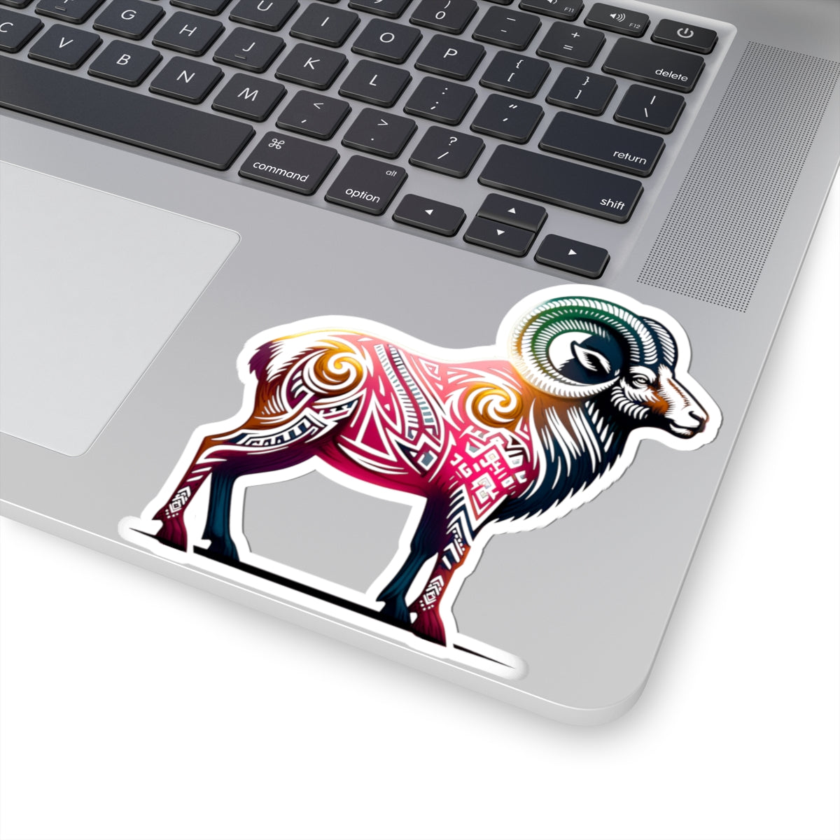 Tribal Tattoo Big Horn Ram Sticker - Western Decor, Nature Lover Gift, Laptop Stickers, Waterproof Art, Yellowstone Mountain Decor