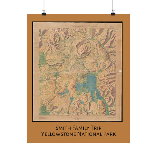 Vintage Yellowstone National Park Topo Map Art Print Customizable | Matte Vertical Poster | Home Decor, Wall Art, Travel Inspiration, Gift for Nature Lovers