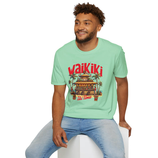 Waikiki Hawaiian T-Shirt - Tiki Time Bar Vibes