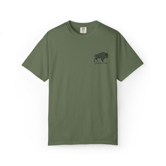 Buffalo Design Unisex Garment-Dyed T-shirt, Casual Tee, Nature Lover Gift, Outdoor Adventure Shirt, Wildlife T-shirt, Eco-Friendly Apparel