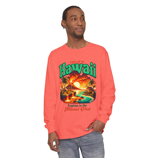 Volcano Hawaii Long Sleeve Tee | Camping Shirt, Outdoor Apparel, Nature Lover Gift, Unisex T-Shirt, Summer Camp Collectible