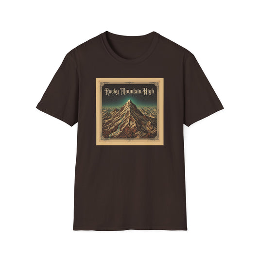 Rocky Mountain High Unisex Softstyle T-Shirt - Vintage Outdoor Adventure Hiking Tee