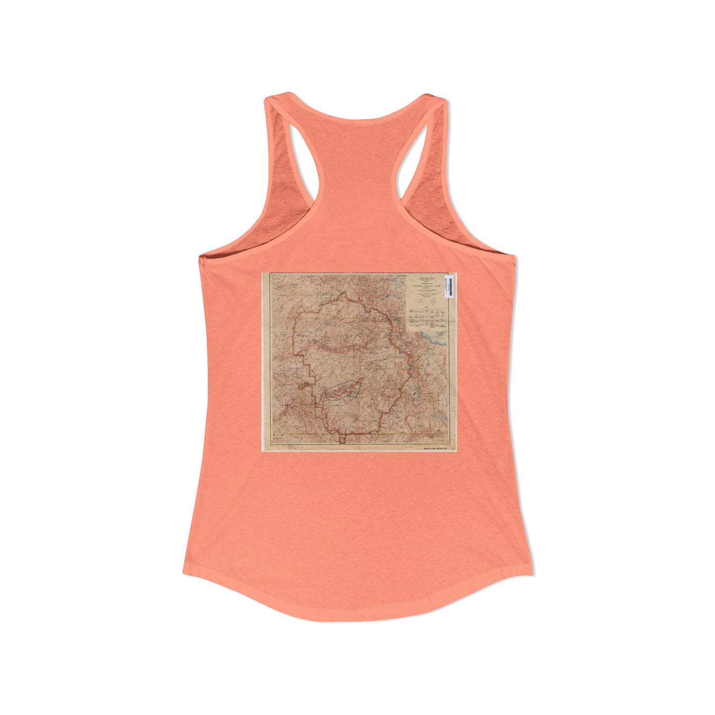Women's Ideal Racerback Tank Yosemite National Park Topographic Map