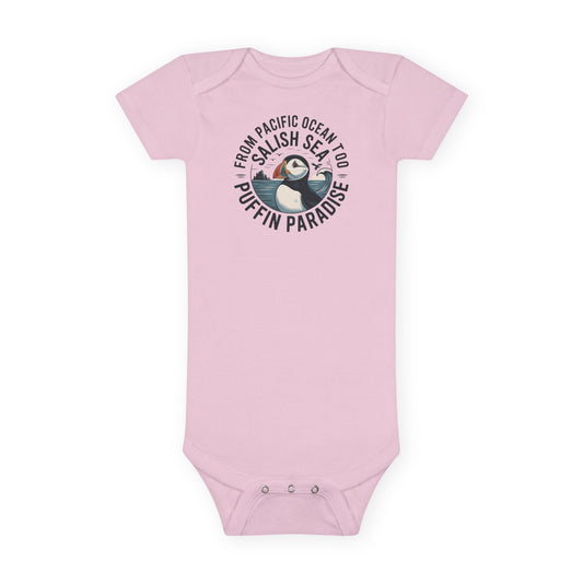 Puffin Paradise Baby Onesie – Puffin Salish Sea to Pacific Ocean Bird Nursery Bodysuit