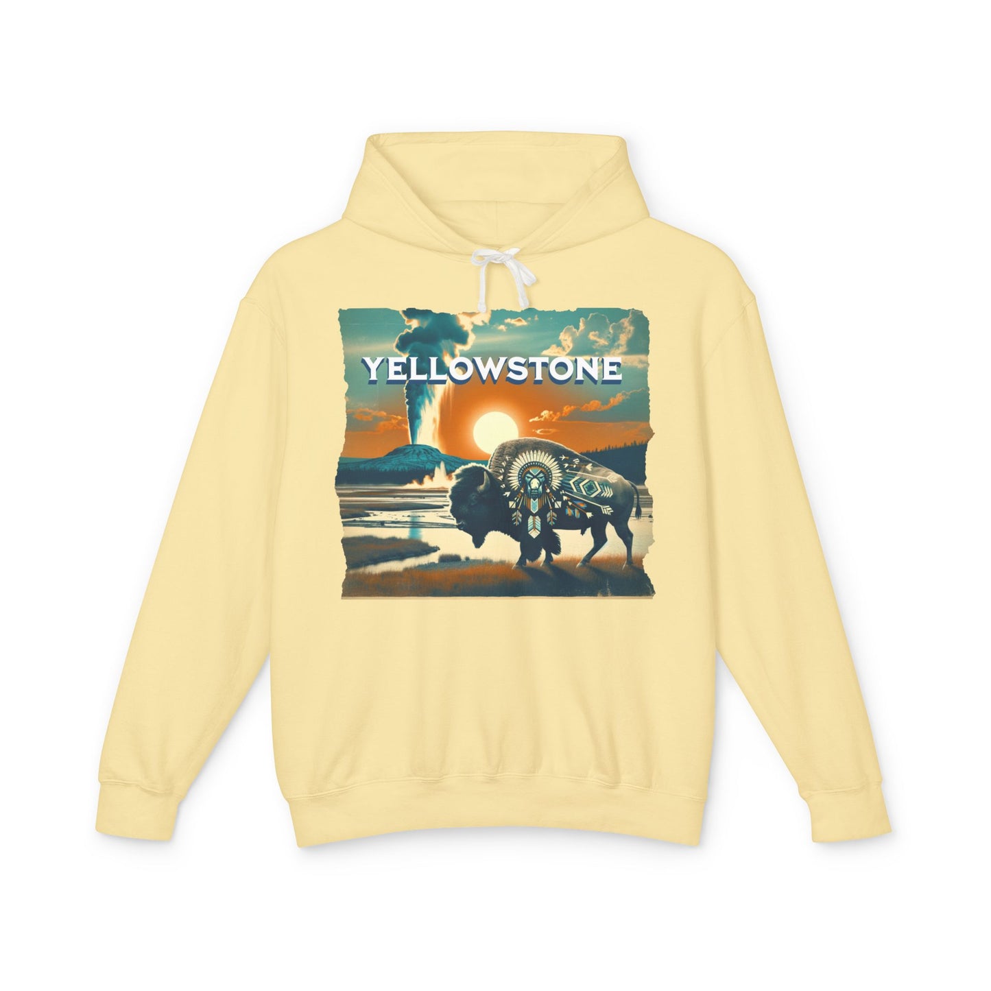 Yellowstone Graphic Hooded Sweatshirt, Lightweight Hoodie, Cool Casual Wear, Gift for Nature Lovers, Travel Apparel