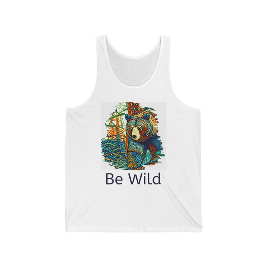 Wild Spirit Grizzly Bear Unisex Tank Top - Be Wild | Summer Apparel, Outdoor Adventure Shirt, Gift for Nature Lovers, Gym Wear, Eco-Friendly Clothing