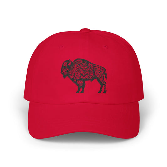 Dad Cap with Tribal Art Bison Design