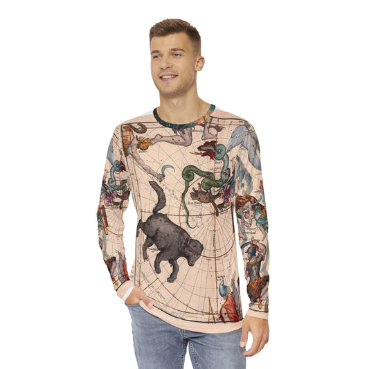 Men's Long Sleeve Shirt - Vintage Constellation Map Design