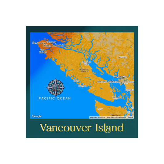 Vancouver Island Fine Art Poster - Vibrant Map Decor for Home & Office