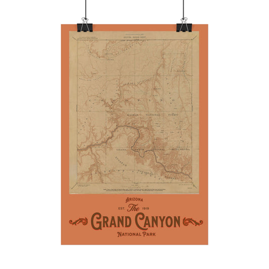 Vintage Grand Canyon National Park Satin Poster | Home Decor, Wall Art, Gift for Travelers, Arizona Souvenir, Nature Lovers