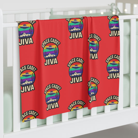 Space Explorer Baby Swaddle Blanket – Personalizable Retro UFO Space Cadet Pattern