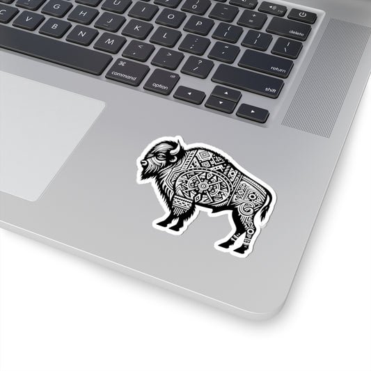 Tribal Tattoo Bison Sticker - Western Decor, Nature Lover Gift, Laptop Stickers, Waterproof Art, Yellowstone Mountain Decor
