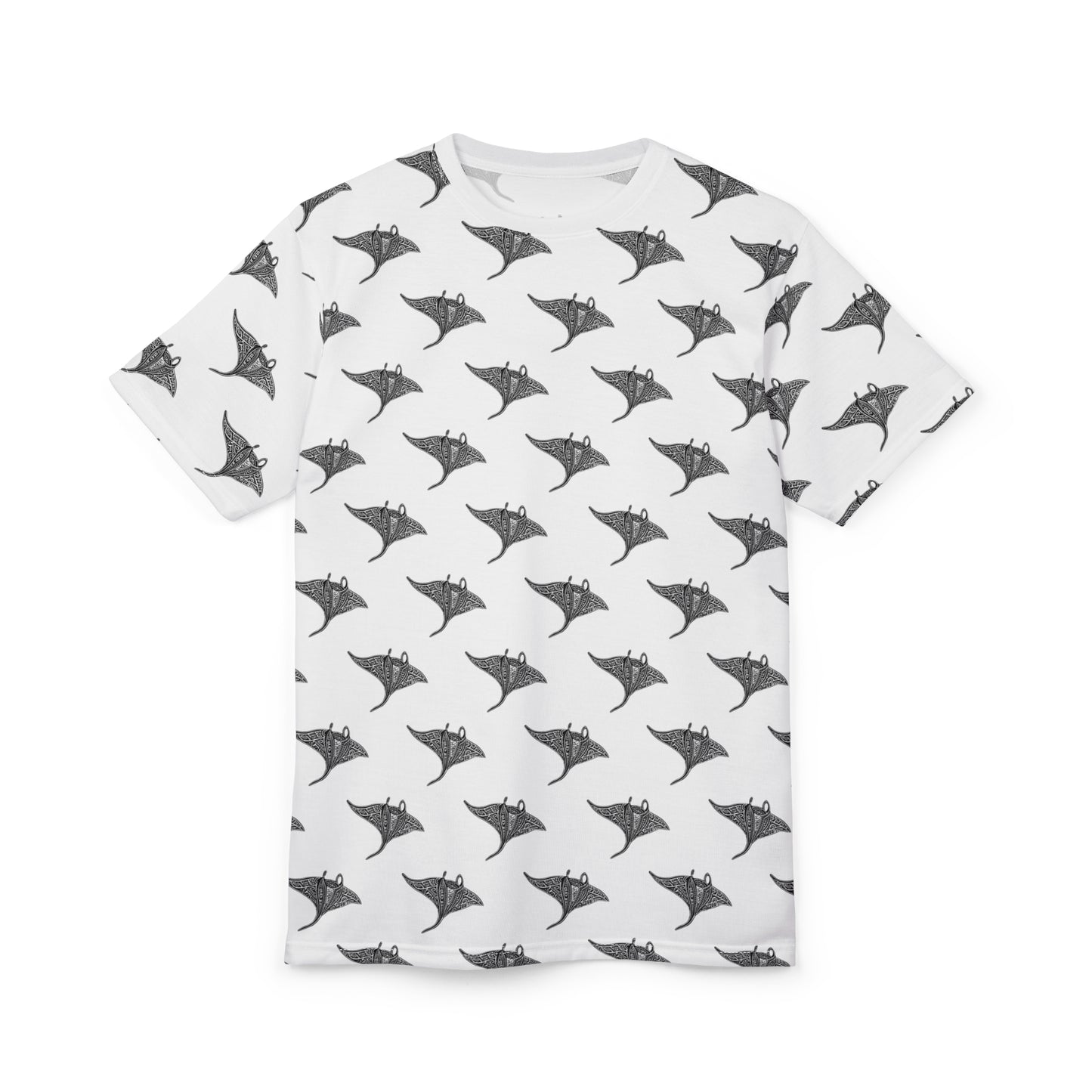 Stylish Unisex Tribal Manta Ray Graphic Tee | Modern Monochrome Design