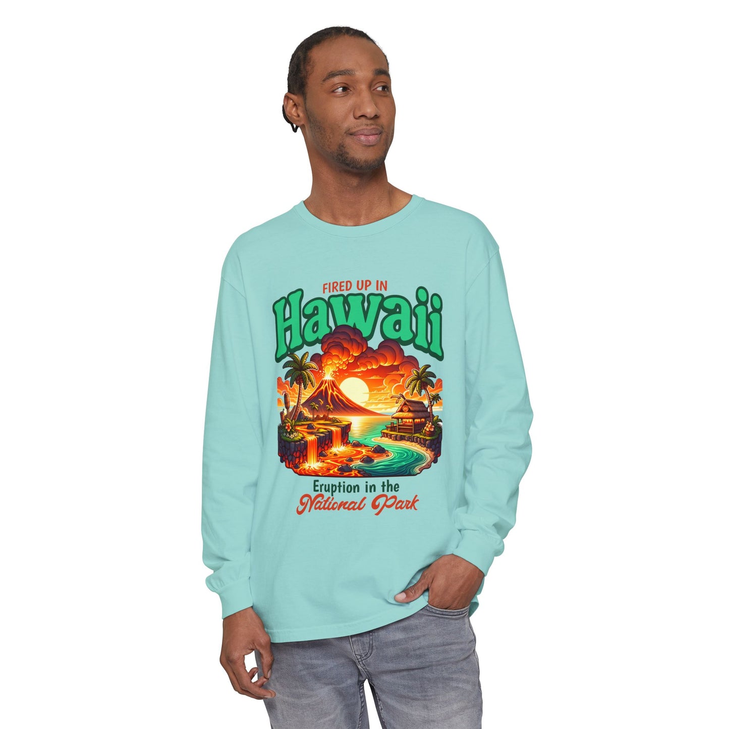 Volcano Hawaii Long Sleeve Tee | Camping Shirt, Outdoor Apparel, Nature Lover Gift, Unisex T-Shirt, Summer Camp Collectible