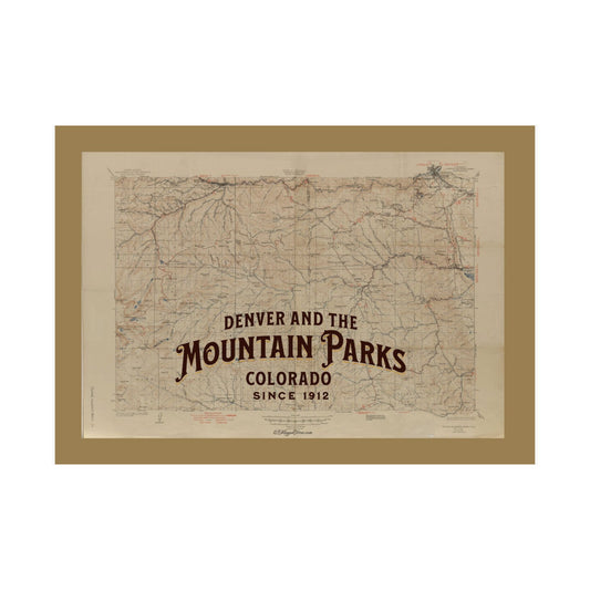 Vintage Topographic Map of Denver Mountain Parks Satin Poster - Colorado Denver Mountain Parks Historic Topographic Map Home Decor