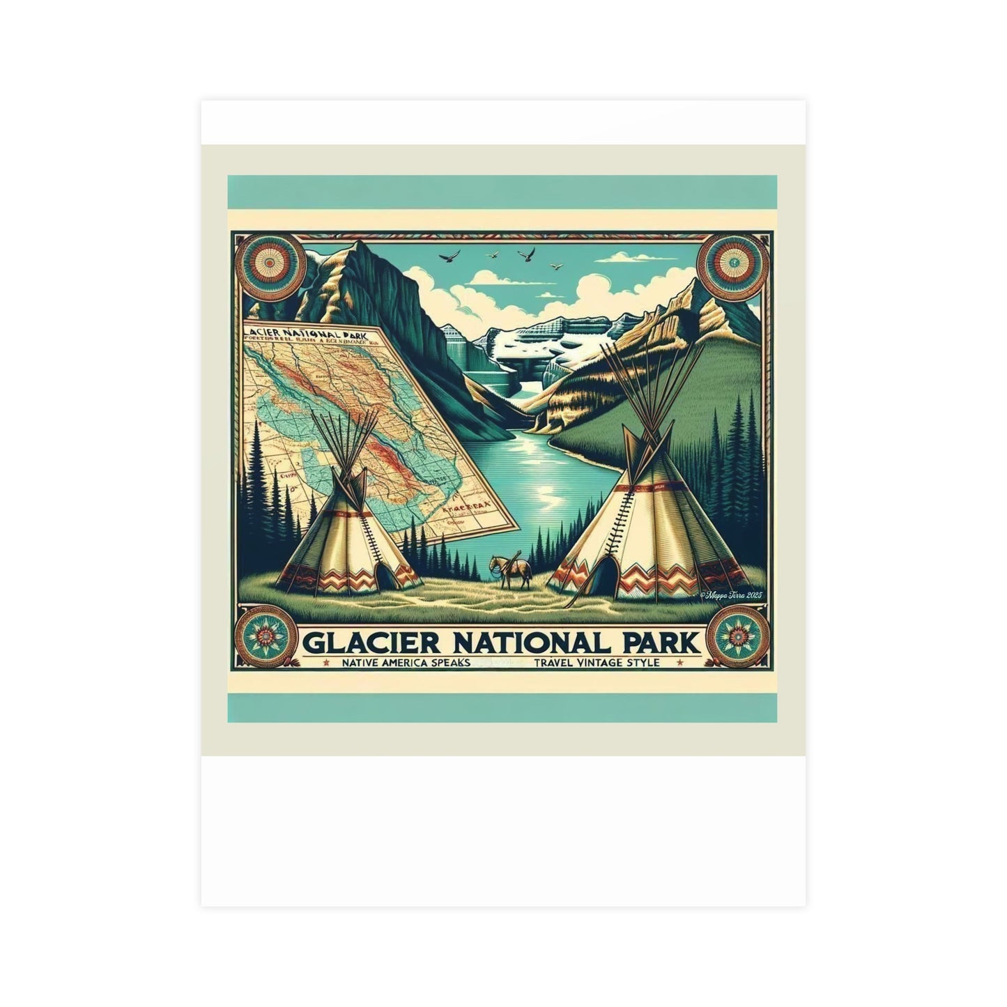 Vintage Glacier National Park Poster | Matte Wall Art for Nature Lovers