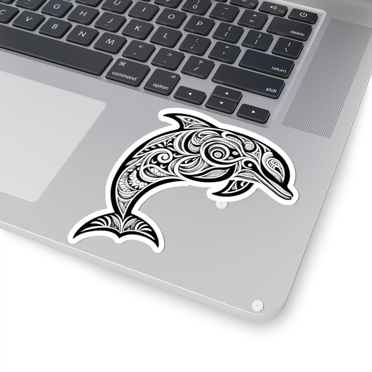 Dolphin Tribal Tattoo Design Kiss-Cut Sticker | Ocean Aesthetic Vinyl Decals | Laptop, Water Bottle, Journal Decor, Gifts for Marine Lovers