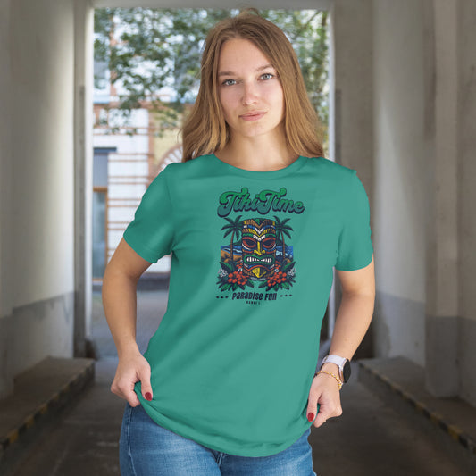 Tiki Time Hawaii Paradise Fun Unisex T-Shirt, Relaxed Fit Tee, Beachwear, Vacation Shirt, Gift for Travelers, Gift for Scuba Divers