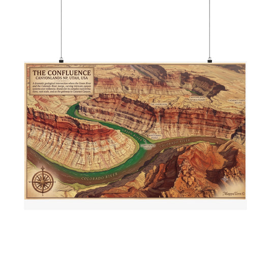 Canyonlands Confluence Green River Colorado River Matte Horizontal Poster — Vintage Topographic Map Art