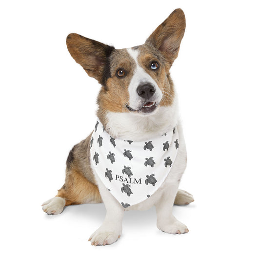 Black and White Turtle Tattoo Pet Bandana Collar | Fun Dog Accessory for Walks, Beach Days, Pet Parties, Summer Style, Unique Dog Gift