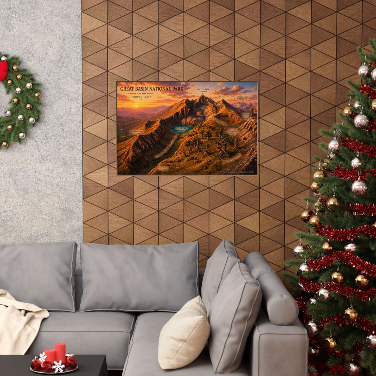 Great Basin National Park Wheeler Peak Matte Horizontal Poster — Vintage Topographic Map Art
