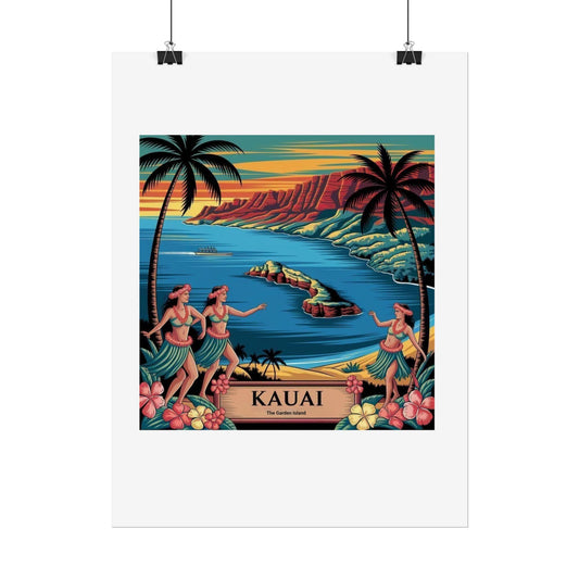 Vibrant Kauai Art Print, Tropical Wall Decor, Hawaiian Poster, Beach House Art, Unique Gift for Travel Lovers, Colorful Hawaiian Decoration