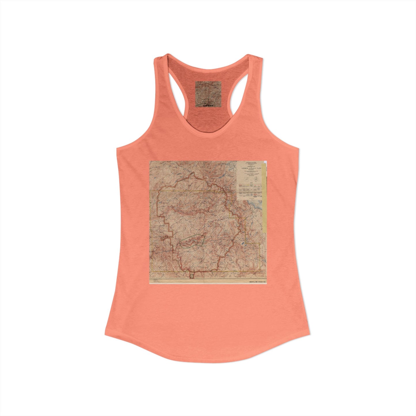 Women's Ideal Racerback Tank Yosemite National Park Topographic Map