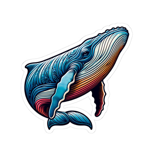 Colorful Humpback Whale Kiss-Cut Stickers | Ocean Aesthetic Vinyl Decals | Laptop, Water Bottle, Journal Decor, Gifts for Marine Lovers