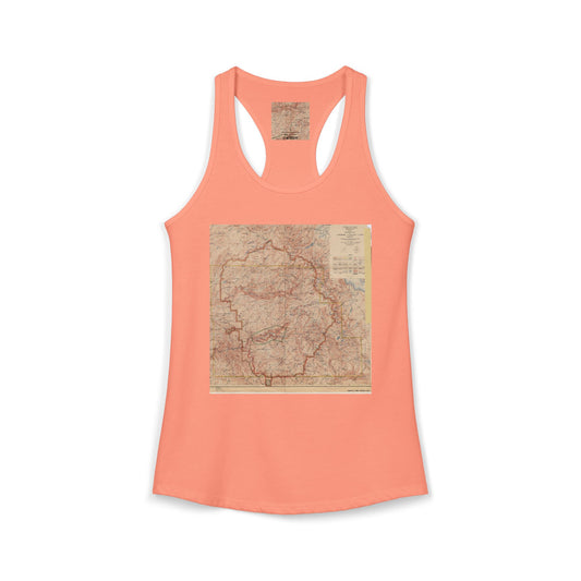 Women's Ideal Racerback Tank Yosemite National Park Topographic Map