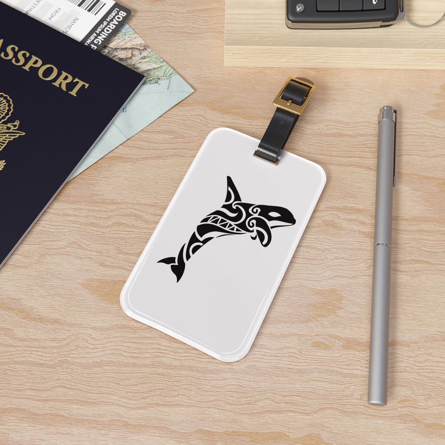 Tribal Orca Tattoo Style Luggage Tag