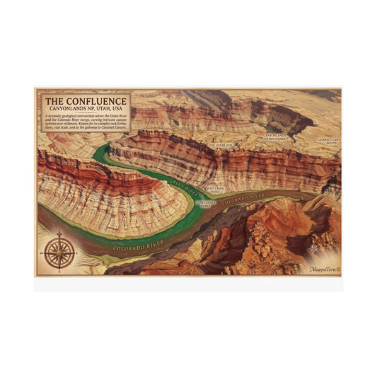 Canyonlands Confluence Green River Colorado River Matte Horizontal Poster — Vintage Topographic Map Art