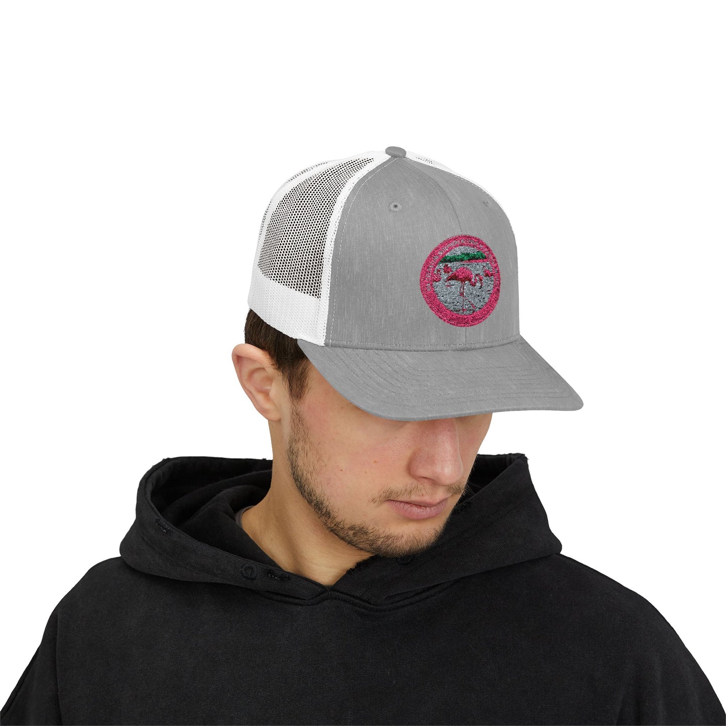 Pink Flamingo Patch Trucker Cap