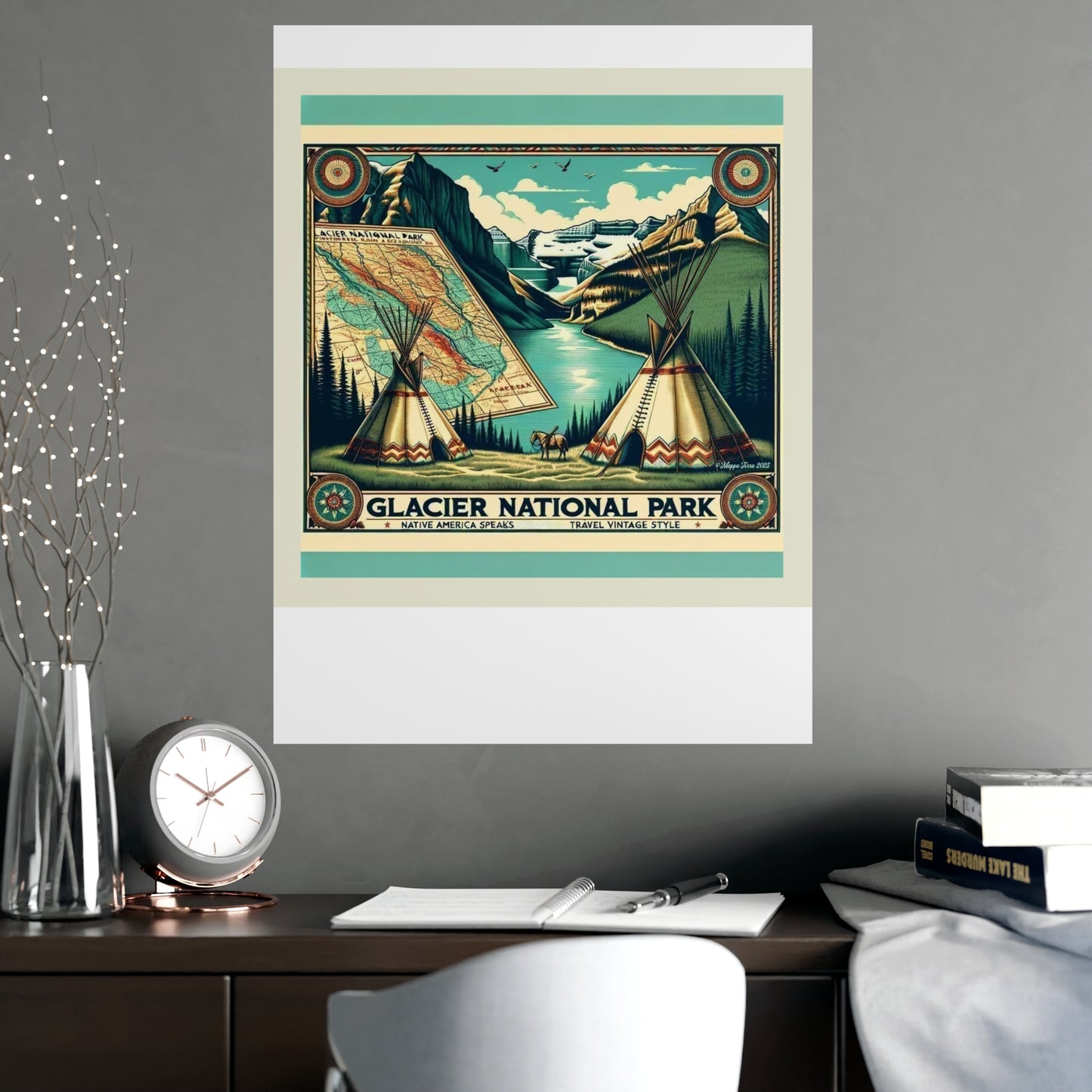 Vintage Glacier National Park Poster | Matte Wall Art for Nature Lovers
