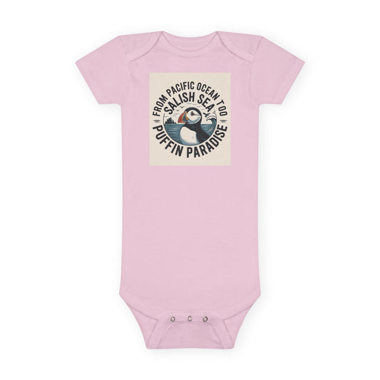 Puffin Paradise Baby Onesie – Puffin Salish Sea to Pacific Ocean Bird Nursery Bodysuit