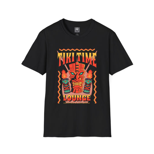 Tiki Time Lounge T-Shirt, Tropical Vacation Tee, Summer Party Shirt, Retro Graphic Top, Beachwear, Fun Gift for Him/Her