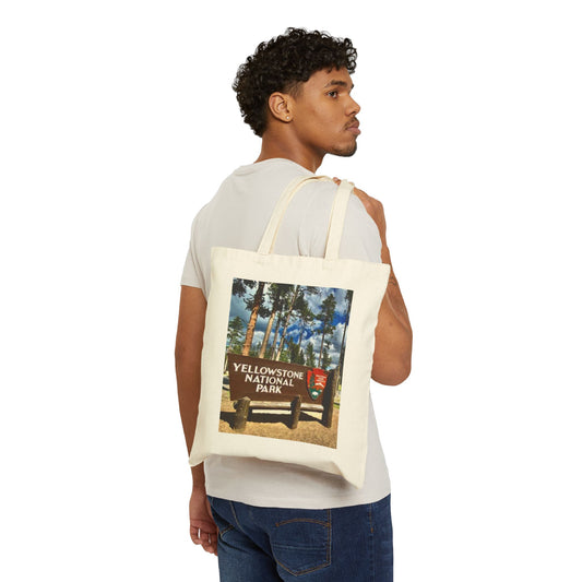 Yellowstone National Park Sign Canvas Tote Bag, Eco-Friendly Bag, Travel Must-Have, Gift for Nature Lovers, Reusable Shopping Bag