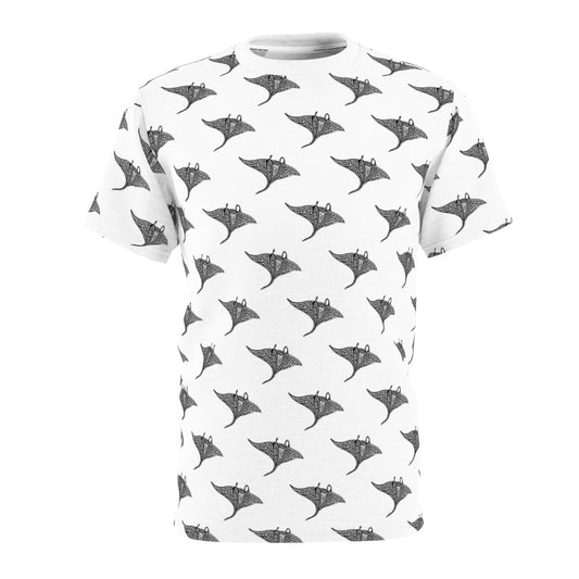 Stylish Unisex Tribal Manta Ray Graphic Tee | Modern Monochrome Design