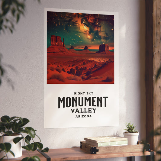 Poster - Monument Valley Arizona Vintage Night Sky Constellations Milky Way