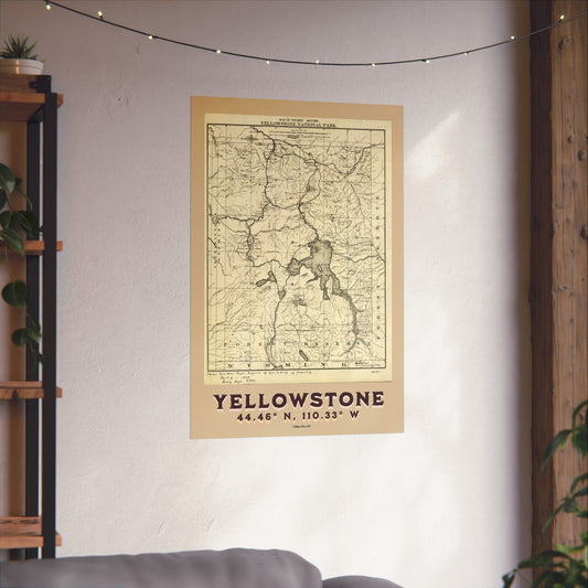 Vintage Historic Yellowstone Map Poster