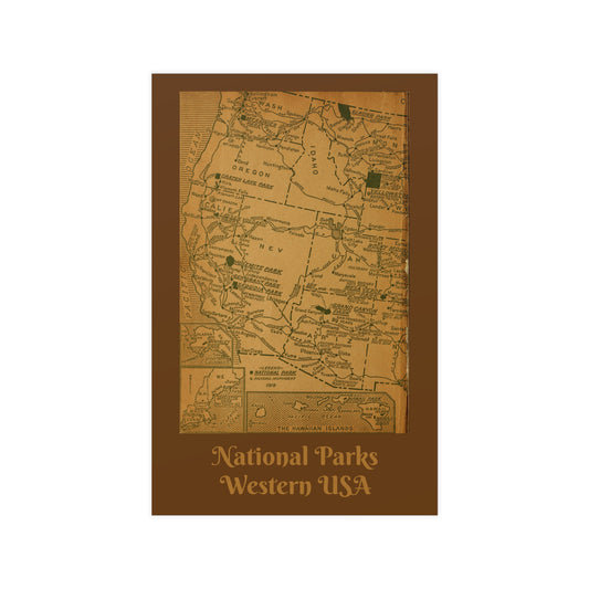 National Parks Western USA Matte Poster | Vintage Travel Wall Art, Home Decor, Nature Gift, Adventure Decor, Traveler's Keepsake