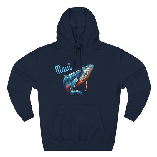 Maui Whale and Ocean-Inspired Three-Panel Fleece Hoodie - Perfect for Beach Lovers, Gift for Surfers, Casual Comfort, Gift for Dad, Gift for Whale Lover