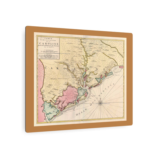 Vintage Map Metal Art Sign, Home Decor, Carolina Colony Wall Art, Rustic Metal Sign, Gift for Travelers, Vintage Decor
