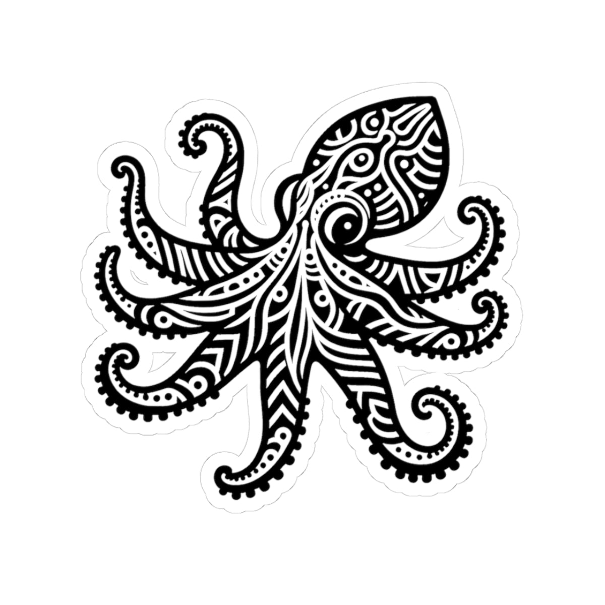 Tribal Tattoo Octopus Kiss-Cut Stickers | Ocean Aesthetic Vinyl Decals | Laptop, Water Bottle, Journal Decor, Gifts for Marine Lovers, Gift for Scuba Diver