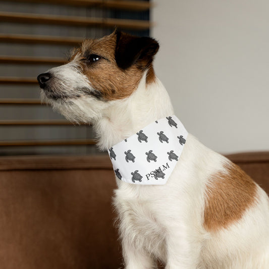 Black and White Turtle Tattoo Pet Bandana Collar | Fun Dog Accessory for Walks, Beach Days, Pet Parties, Summer Style, Unique Dog Gift