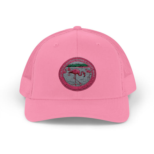 Pink Flamingo Patch Trucker Cap